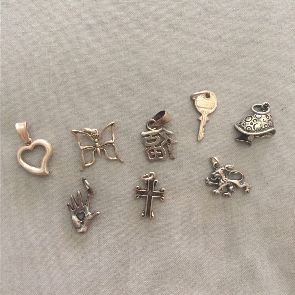 925 stamped sterling silver charm lot necklaces